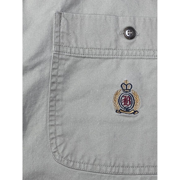 Bugle Boy Company Mens Short Sleeve Button Down Khaki Tan Embroidered  L‎ Y2K - Picture 9 of 9